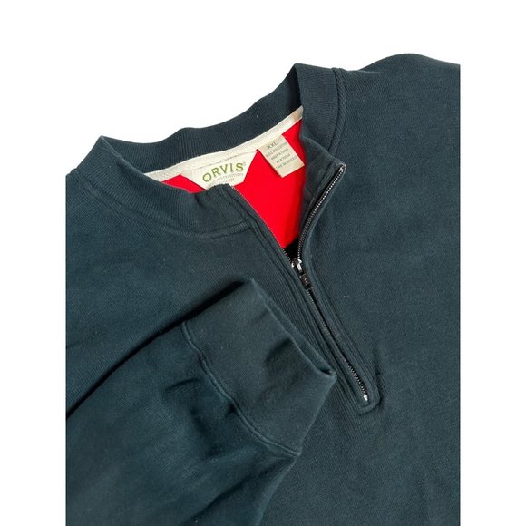 Orvis Mens 1/4 Zip Pullover‎ Thick Sweatshirt Sweater XXL Navy Blue Long Sleeve - Picture 1 of 5